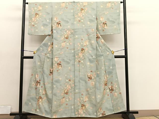平和屋着物■上質な小紋　御所車花文　暈し染め　金彩　正絹　逸品　BAAX2118hv