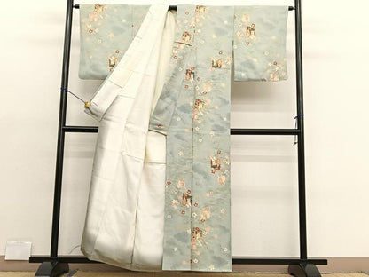 平和屋着物■上質な小紋　御所車花文　暈し染め　金彩　正絹　逸品　BAAX2118hv