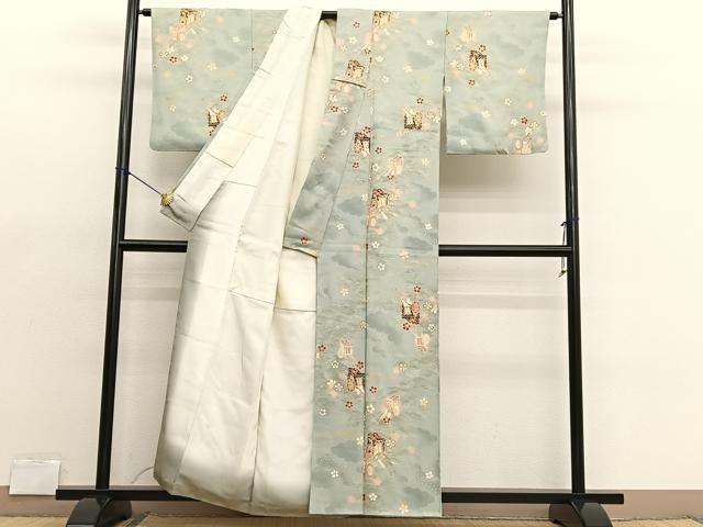 平和屋着物■上質な小紋　御所車花文　暈し染め　金彩　正絹　逸品　BAAX2118hv