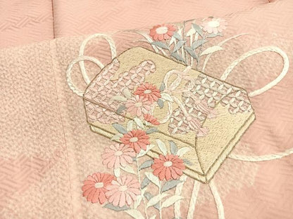 平和屋着物■訪問着　絞り　刺繍　文箱花文　正絹　逸品　BAAX2164hv