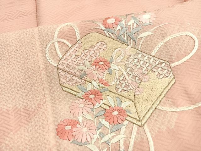 平和屋着物■訪問着　絞り　刺繍　文箱花文　正絹　逸品　BAAX2164hv