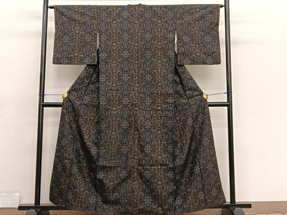 平和屋着物■上質な紬　飾花文　正絹　逸品　BAAX2154hv