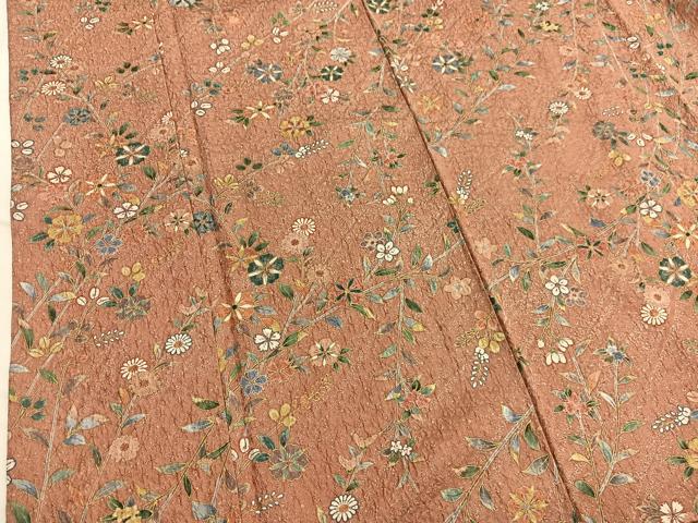 平和屋着物■上質な小紋　ふくれ織　枝花文　金彩　やまと誂製　正絹　逸品　BAAX2173hv