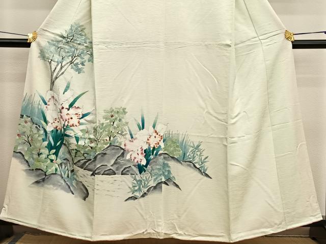 平和屋着物■訪問着 手描き カトレア 正絹 逸品 BAAX2190hv