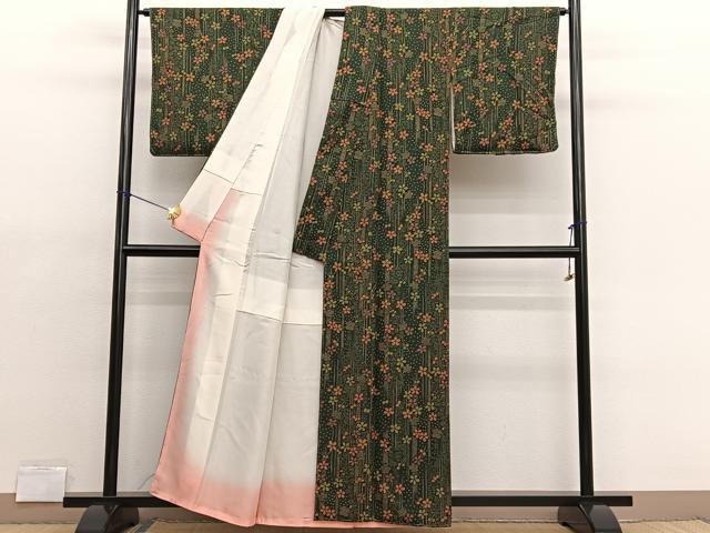 平和屋着物■上質な小紋　ふくれ織　舞花文　正絹　逸品　未使用　BAAX2161hv