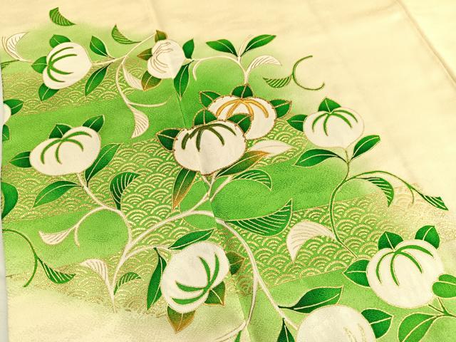 平和屋着物■訪問着　駒刺繍　青海波橘文　金彩　正絹　逸品　BAAX2153hv