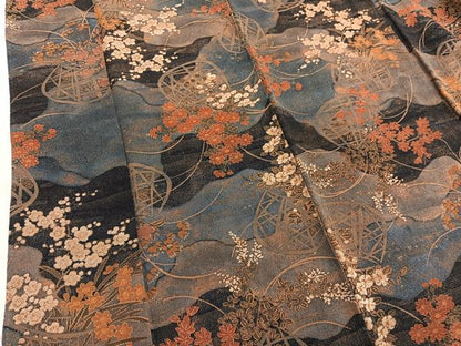 平和屋着物■上質な小紋 花籠文 鬼しぼ縮緬 正絹 逸品 BAAX2179hv