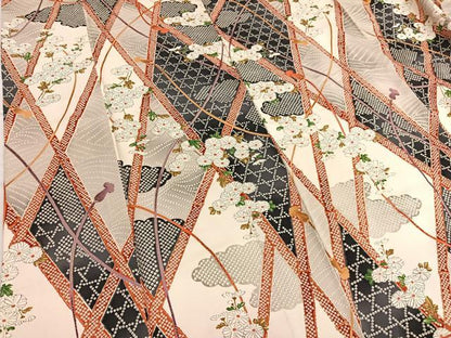 平和屋着物■上質な小紋　竹垣菊文　金彩　正絹　逸品　BAAX2162hv