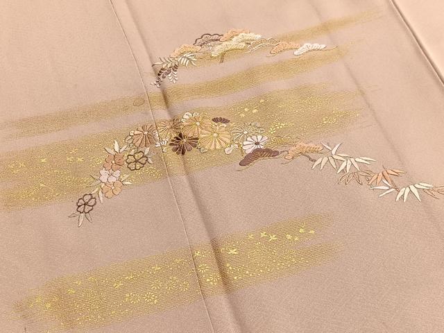 平和屋着物■訪問着 駒刺繍 松菊花文 金彩 正絹 逸品 BAAX2183hv