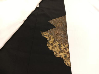 平和屋着物■豪華黒留袖 作家物 駒刺繍 地紙飛鶴桐花文 金銀彩 正絹 逸品 BAAX2181hv