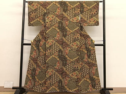 平和屋着物■上質な小紋 切嵌文様 正絹 逸品 BAAX2159hv