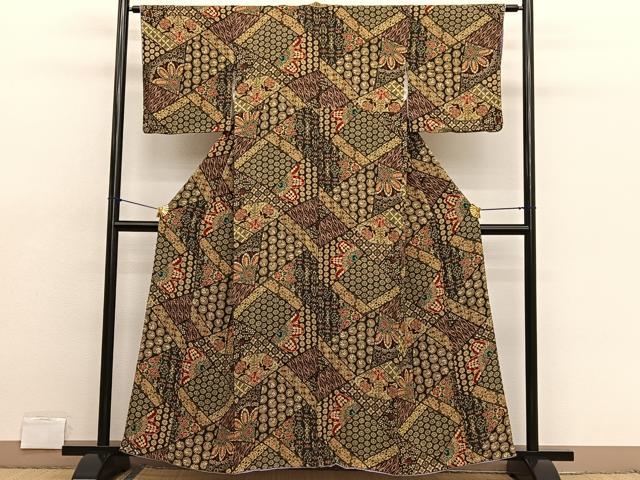 平和屋着物■上質な小紋 切嵌文様 正絹 逸品 BAAX2159hv