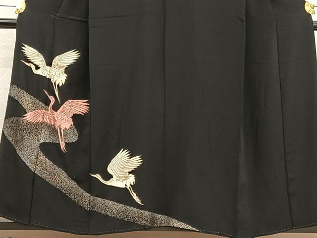 平和屋着物■豪華黒留袖　総刺繍　紅白鶴　金彩　正絹　逸品　BAAX2166hv