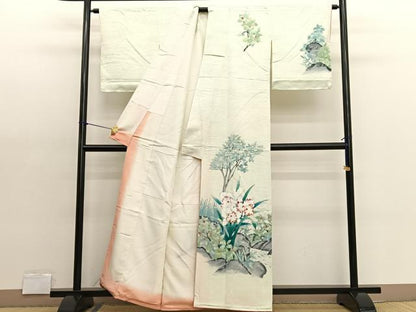 平和屋着物■訪問着 手描き カトレア 正絹 逸品 BAAX2190hv