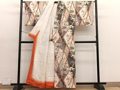平和屋着物■上質な小紋　竹垣菊文　金彩　正絹　逸品　BAAX2162hv