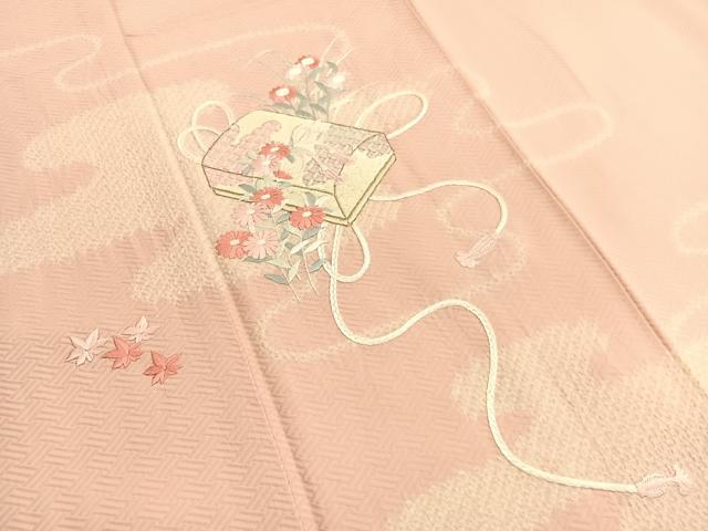 平和屋着物■訪問着　絞り　刺繍　文箱花文　正絹　逸品　BAAX2164hv