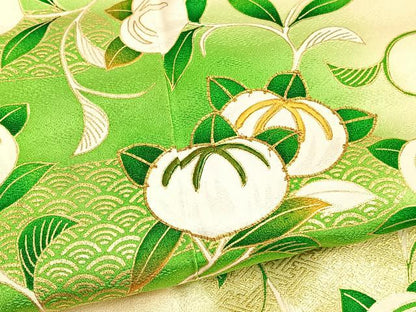 平和屋着物■訪問着　駒刺繍　青海波橘文　金彩　正絹　逸品　BAAX2153hv