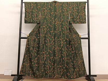 平和屋着物■上質な小紋　ふくれ織　舞花文　正絹　逸品　未使用　BAAX2161hv