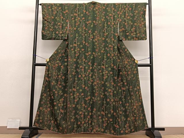 平和屋着物■上質な小紋　ふくれ織　舞花文　正絹　逸品　未使用　BAAX2161hv