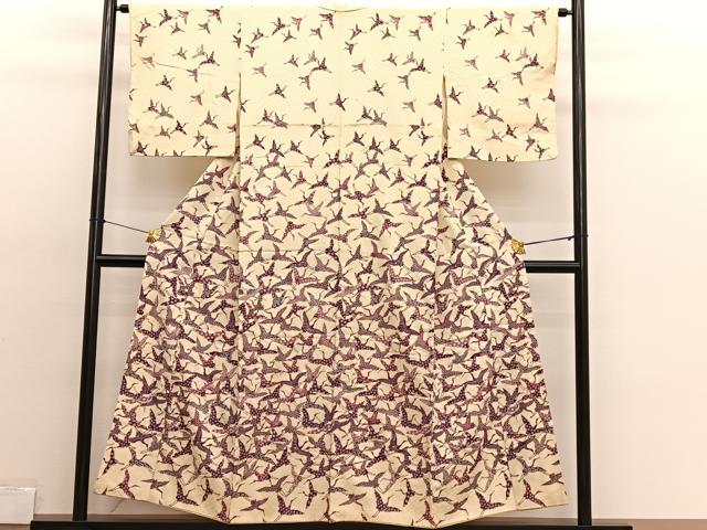 平和屋着物■訪問着 飛鶴文 銀彩 正絹 逸品 BAAX2191hv