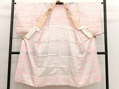 平和屋着物■長襦袢 無双仕立て エ霞文 暈し染め 半衿刺繍 正絹 逸品 未使用 BAAX2195hv