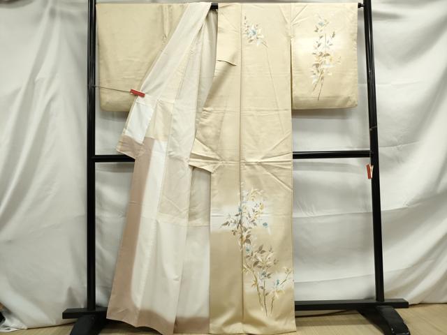 平和屋着物■訪問着 手描き 枝葉文 暈し染め 金彩 洗える着物 DABE8834qa
