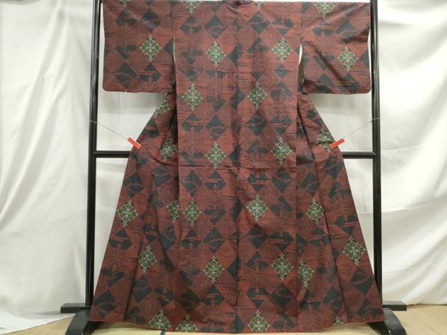 平和屋着物■上質な紬 花菱文 正絹 逸品 DABE8872qa