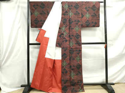 平和屋着物■上質な紬 花菱文 正絹 逸品 DABE8872qa