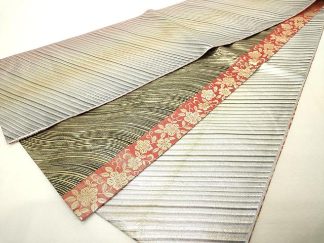 平和屋着物◎両面 全通柄袋帯 霞文 銀糸 正絹 逸品 DABE7852cd