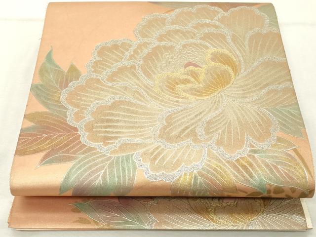 平和屋着物◎六通柄袋帯 草花文 金銀彩 正絹 逸品 DABE7854cd