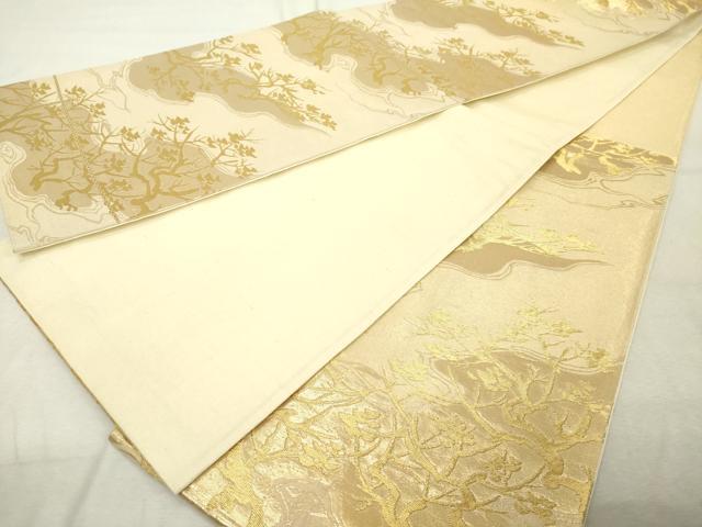 平和屋着物◎六通柄袋帯 枝葉文 金糸 正絹 逸品 DABE7865cd