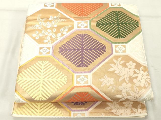 平和屋着物◎六通柄袋帯 唐織 蜀甲紋 金糸 正絹 逸品 DABE7873cd