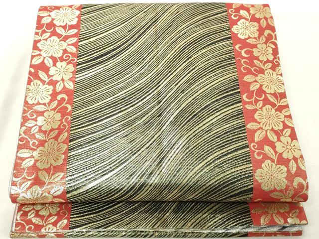 平和屋着物◎両面 全通柄袋帯 霞文 銀糸 正絹 逸品 DABE7852cd