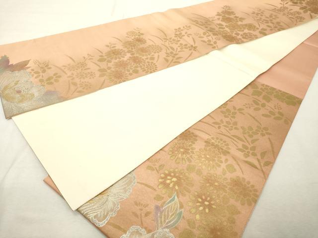 平和屋着物◎六通柄袋帯 草花文 金銀彩 正絹 逸品 DABE7854cd
