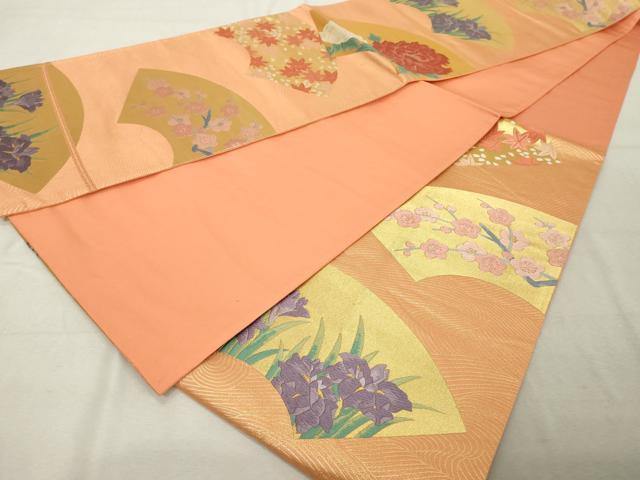 平和屋着物◎六通柄袋帯 唐織 地紙花文 金糸 正絹 逸品 DABE7856cd