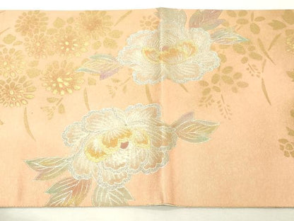 平和屋着物◎六通柄袋帯 草花文 金銀彩 正絹 逸品 DABE7854cd