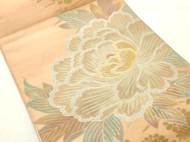 平和屋着物◎六通柄袋帯 草花文 金銀彩 正絹 逸品 DABE7854cd