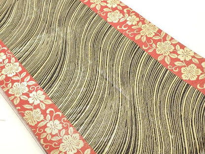 平和屋着物◎両面 全通柄袋帯 霞文 銀糸 正絹 逸品 DABE7852cd