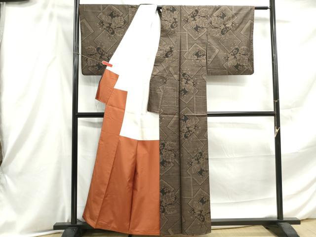 平和屋着物■本場大島紬 7マルキ 重ね色紙桐文 正絹 逸品 DABE8884qa