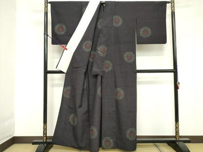 平和屋着物■上質な紬 雪輪花文 正絹 逸品 DABE7889cd