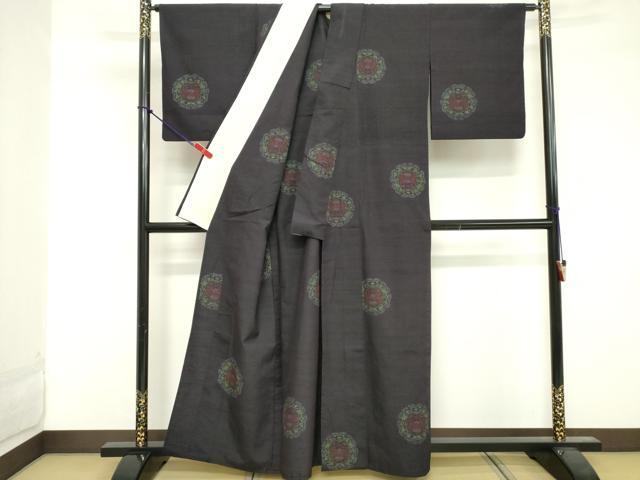 平和屋着物■上質な紬 雪輪花文 正絹 逸品 DABE7889cd