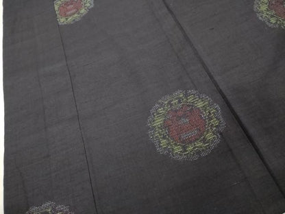 平和屋着物■上質な紬 雪輪花文 正絹 逸品 DABE7889cd