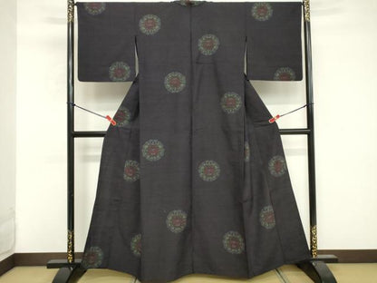 平和屋着物■上質な紬 雪輪花文 正絹 逸品 DABE7889cd