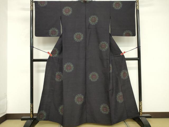 平和屋着物■上質な紬 雪輪花文 正絹 逸品 DABE7889cd