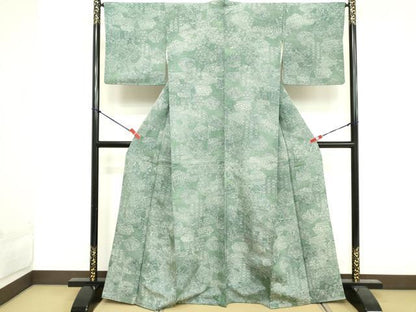 平和屋着物■上質な小紋 お召地 幾何学花文 正絹 逸品 DABE7898cd