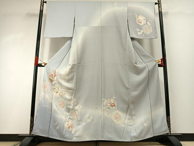 平和屋着物●訪問着　蘇州刺繍　亀甲花鳥文　暈し染め　正絹　逸品　AABI1340fy