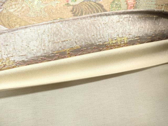 平和屋着物▼六通柄袋帯 きりこ織 王朝 金糸 正絹 逸品 DABF2038fe