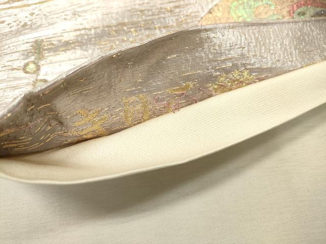 平和屋着物▼六通柄袋帯 きりこ織 王朝 金糸 正絹 逸品 DABF2038fe