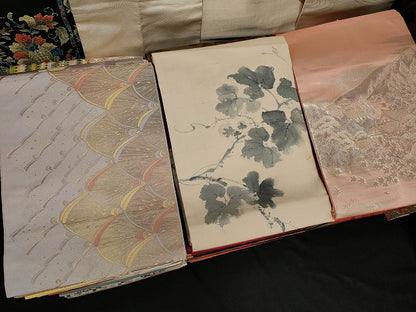 平和屋本店■名古屋帯 まとめて100点 蝶 風景 更紗 花柄 作家物 手描き 刺繍 金銀糸 など 着用可能多数 未使用品あり 全て正絹 se011