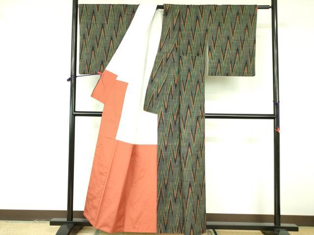 平和屋着物■上質な紬 幾何学文様 正絹 逸品 DABE1983op